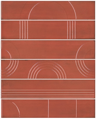 Kerama marazzi Панно Мажорель красный глянцевый (из 6 частей 6х28,5) 36x28,5x1