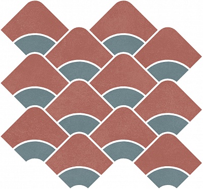 Kerama marazzi Декор Таделакт наборный красный, бирюзовый матовый обрезной 30x28x0,9
