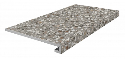 Kerama marazzi Ступень фронтальная клееная Бричиола серый матовый обрезной 33x60x0,9