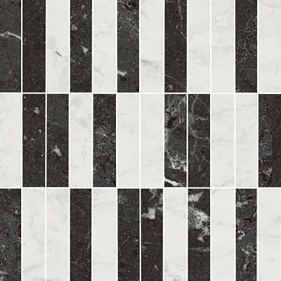 Kerama marazzi Декор Тубкаль мозаичный микс чёрный белый глянцевый обрезной 30x30x0,9