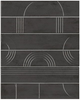Kerama marazzi Панно Мажорель чёрный глянцевый (из 6 частей 6х28,5) 36x28,5x1
